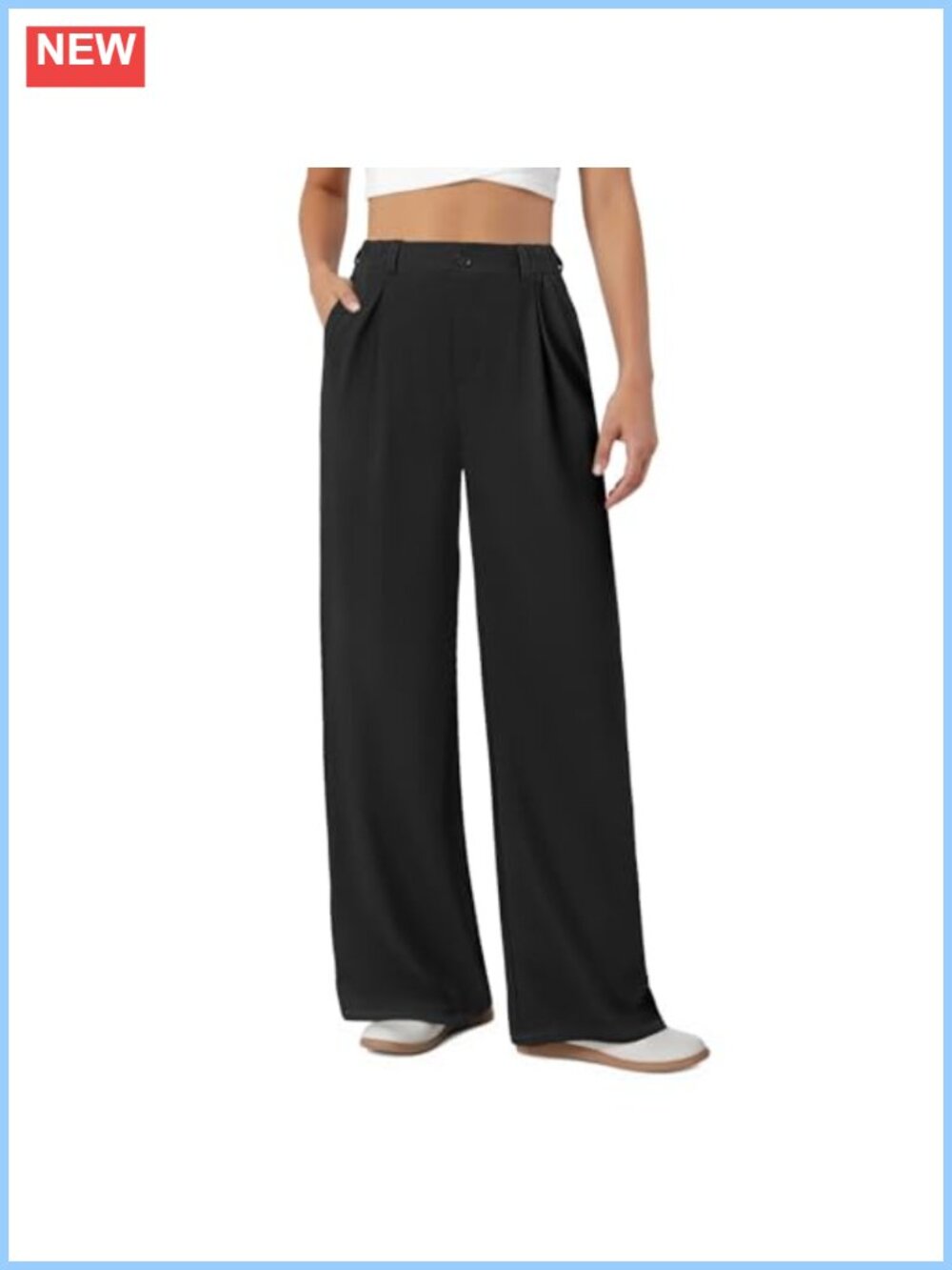 COPYLEAF Wide Leg Dress Pants Stretchy Elastic Waist Work Slacks